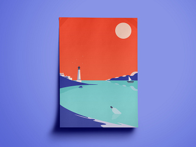 Sunset design flatdesign illustration