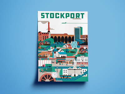 Costa Del Stockport city illustration cityscape design flatdesign illustration manchester