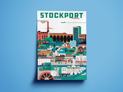 Costa Del Stockport city illustration cityscape design flatdesign illustration manchester