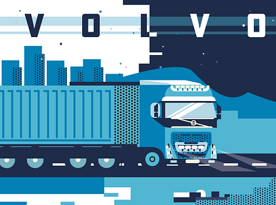 Day and Night Volvo flatdesign illustration trucks