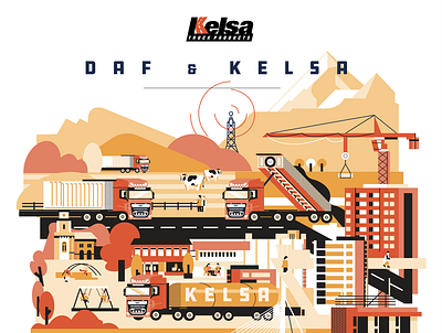 DAF x Kelsa daf design flatdesign illustration trucks