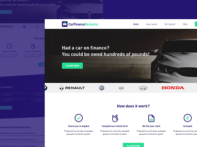 Car Finance Reclaims car car finance claims design finance homepage landing landing page loans redesign ui ux web website