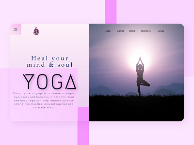 Heal your Mind and Soul by doing Yoga this quarantine adobexd balance clean design digitaldesign fitness graphic design health illustration mind minimal purple soul strength uiux uiuxdesigner web web design yoga yoga pose