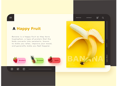 Eat Banana and Stay Happy adobexd banana black design digitaldesign fruit fruits graphic design healthy herb illustraion uiuxdesign uiuxdesigner userinterface webapplication webdevelopers yellow