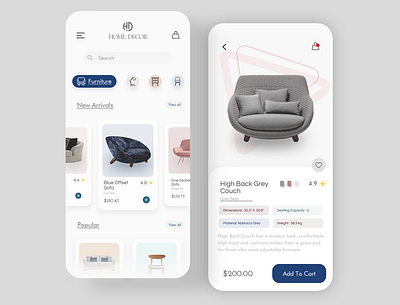 Interior Design Company App Concept. adobe adobexd branding clean concept decor design digital digitaldesign furnituire graphic design interior minimal typography uiux uiuxdesigner webdesign xd