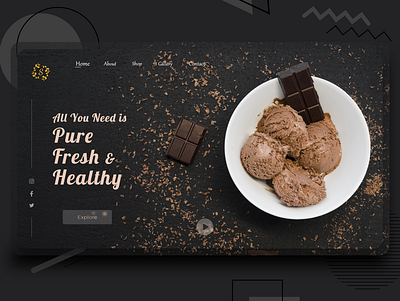 Ice Cream Company Concept UI adobe black branding business clean concept design digital digitaldesign dribble graphic icecream logo ui uiux webdesign xd