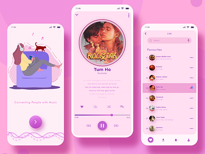 Music App Concept adobexd clean concept creative design digital digitaldesign graphic design illustration illustrator minimal music music app music player pink uiux uiuxdesigner vector webdesign website design