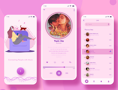 Music App Concept adobexd clean concept creative design digital digitaldesign graphic design illustration illustrator minimal music music app music player pink uiux uiuxdesigner vector webdesign website design