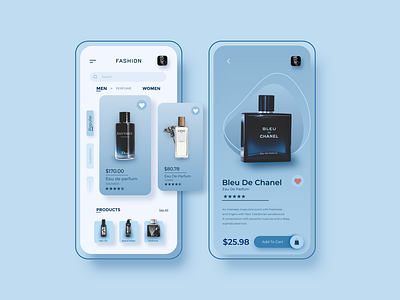 Perfume App Concept adobexd app application blue branding chanel clean design digital digitaldesign dior fashion fashion app graphic design minimal perfume sauvage ui uiux ux
