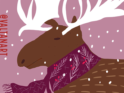 Winter Illustration: Moose digital illustration digitalillustration art illustration
