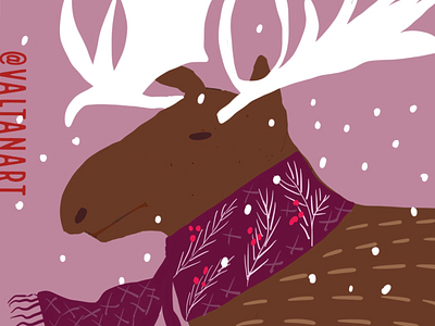 Winter Illustration: Moose