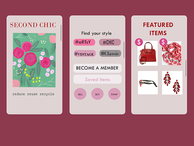Passion for Fashion: Second Chic App designslices fashion fashion illustration illustration mobile app design zerowaste
