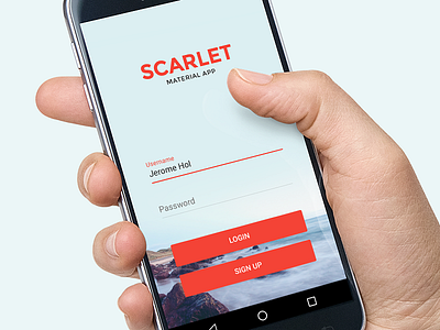 Scarlet Login android app kit login material material design mobile register sign in template ui user interface