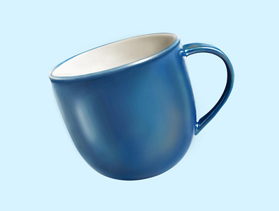 Blue cup digital painting illustration photoshop painting