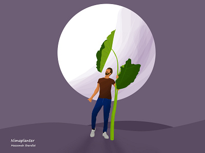 A man and his plant boy illustration digital illustration digital painting digitalart florist florist illustration illustration moon illustration photoshop plant illustration ps vector vectorart