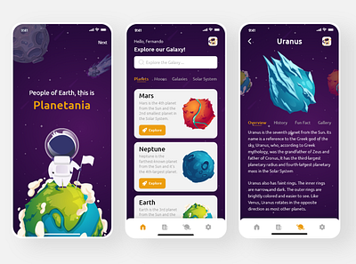 Space App UI Design app design design earth galaxy mobile app design planet planet earth space ui ui design