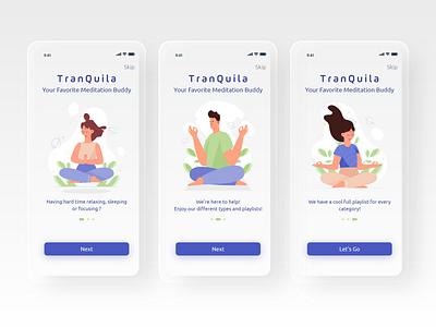 Tranquila - Meditation app onboarding