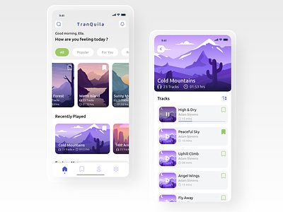 Tranquila - Meditation app app app design design illustration meditation app mobile app design ui ui ux ui design uiux