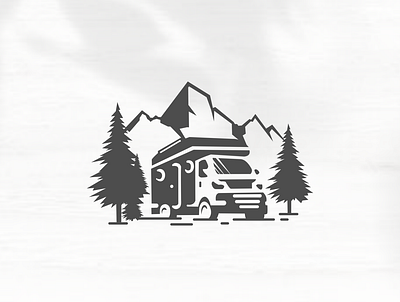 outdoors travels logo beautiful branding car classic design graphic design icon illustration logo mountain nature outdoors travels ui ux van vector