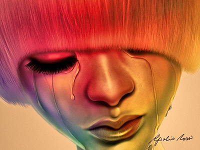 The Gold Bug character design digital painting hair photoshop pink portrait rainbow tears