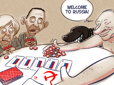 Putin's poker cards flag germany merkel obama poker president putin russia soviet usa ussr