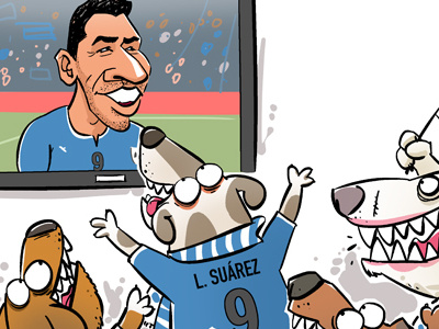 Suarez fans bite cup dog dogs flag football soccer suarez television tv uruguay world