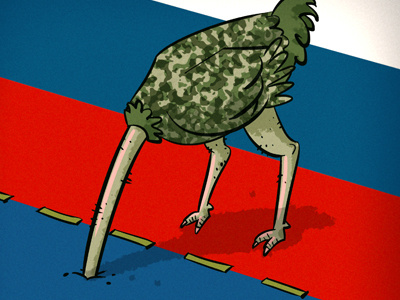Russian ostrich border countries flag hiding ostrich politics putin russia ukraine war
