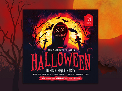 Dribbble WeeklyWarmUp designer halloween party event 2020 party event party flyer