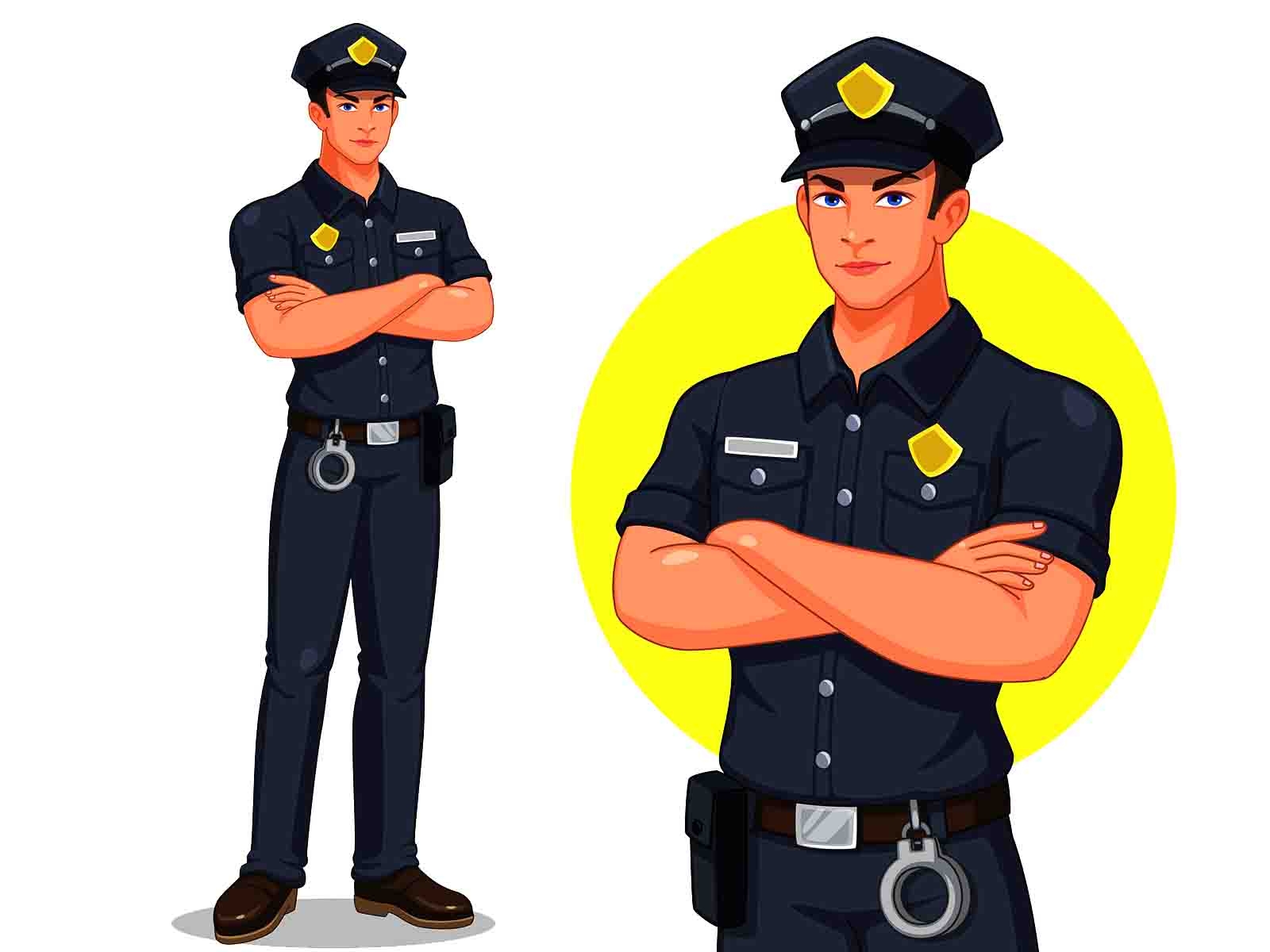 Police Officer In Standing Pose Vector Illustration By Ahmad Abbas On