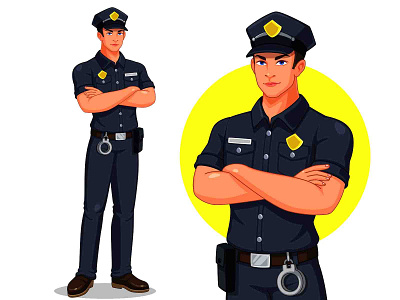 Police officer in standing pose vector illustration ads banner branding designer designer portfolio illustration instagram banner logo social media vector