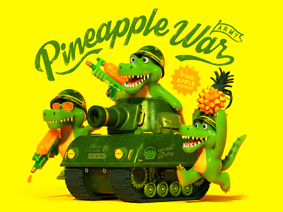 Pineapple War 3d c4d character cinema4d crocodile military octane tank