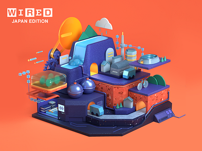 WIRED Japan edition vol.41 3d c4d cg cinema4d city design illustration infographic isometric low poly octane town toy