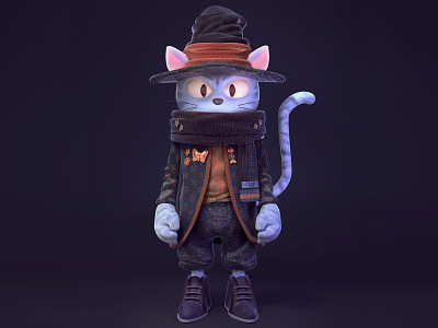 Wizard Cat 3d cat character cinema4d fantasy fashion illustration wizard zbrush