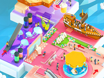 Aquarium 3D Map 3d c4d cinema4d colorful isometric low poly map octane toy