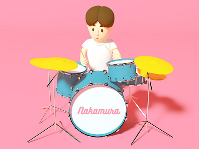 Nakamura-kun #2 -Pop band ver.- 3d band c4d character cinema4d drum mother2 music nintendo octane retro toy