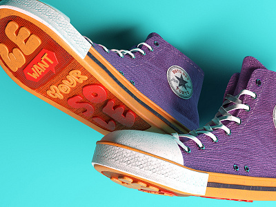 We Want Your Sole 3d c4d cinema4d converse shoes sneaker sole street type typography vray