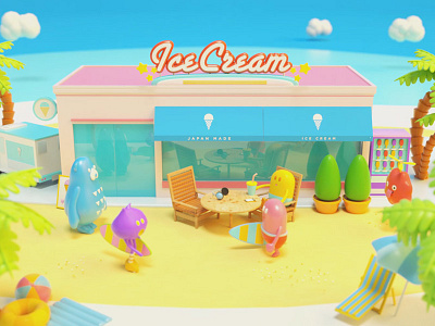 Icecream Island 3d beach c4d cinema4d cream ice octane summer