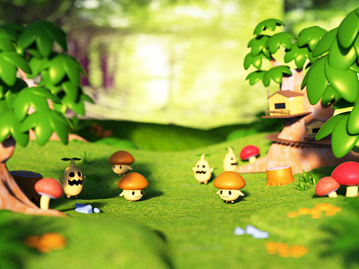 Logress (Game App) 3d app c4d cinema4d colorful cute forest game octane render toy