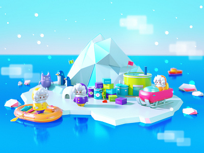 South Pole Base Camp 3d c4d cinema4d colorful ice isometric octane render south pole winter