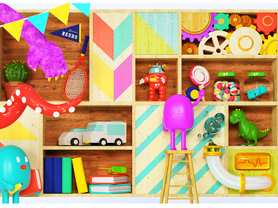 Kids Room Color Shelf