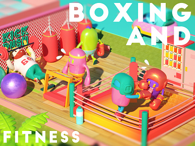 Boxing and Fitness 3d box c4d cg character cinema4d color gym miniature octane toy