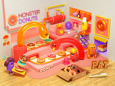 Monster Donuts 3d c4d cg cinema4d donuts miniature monster octane toy