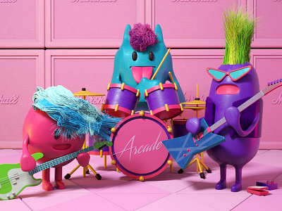 Pink Room Session 80s animation character cinema4d music octane pink rock