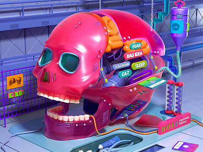 Robot Skull 3d character cinema4d octane skull