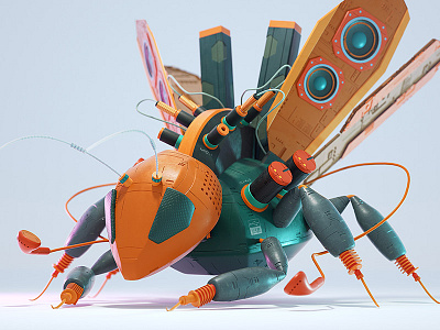 Audio Bug 3d audio character cinema4d insects music octane