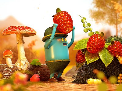 Harvest character cinema4d forest fruit octane