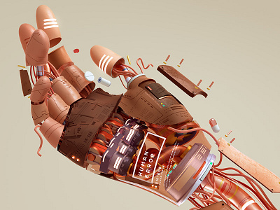 Human Error 3d art c4d cinema4d design hand illustration octane robot sci fi