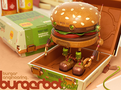 BurgerBot Baby 3d burger c4d character cinema4d design fast food illustration mcdonalds octane render
