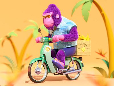 Gorilla Rider animal character cinema4d gorilla illustration vehicle