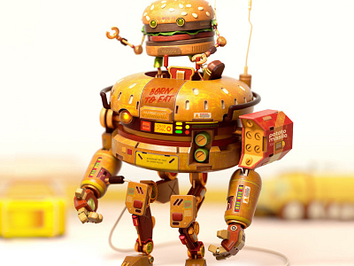 BurgerBot Mk-3 3d burger c4d cinema4d octane robot